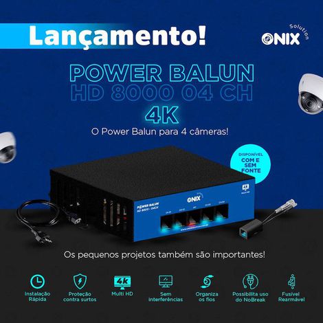 POWER BALUN HD 8000 4CH COM FONTE ONIX